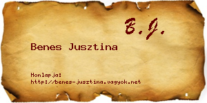 Benes Jusztina névjegykártya